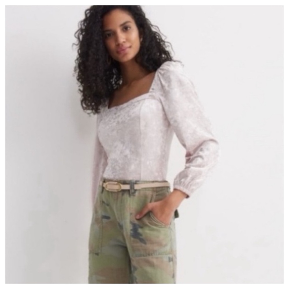 NWT Antropologie Jessima Fitted Elegant Velvet Long Sleeve Top, L - Picture 8 of 12